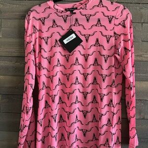 Merigold Kiss Mesh Pink Long Sleeve Top Rodeo style